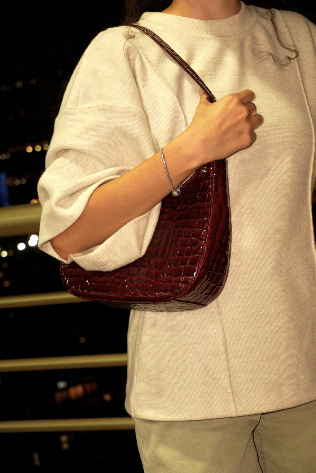 BOLSO DOÑA INÉS VINO TINTO - CUERO GENUINO