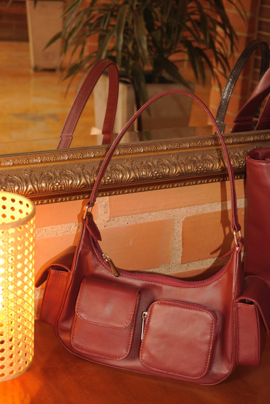 BOLSO DOÑA CARMEN VINO TINTO - CUERO GENUINO