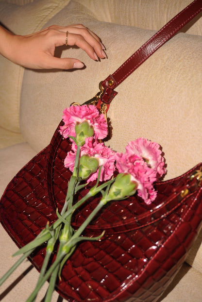 BOLSO DOÑA INÉS VINO TINTO - CUERO GENUINO