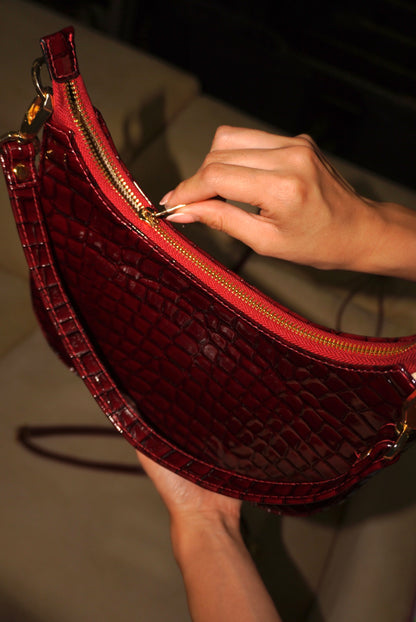 BOLSO DOÑA INÉS VINO TINTO - CUERO GENUINO
