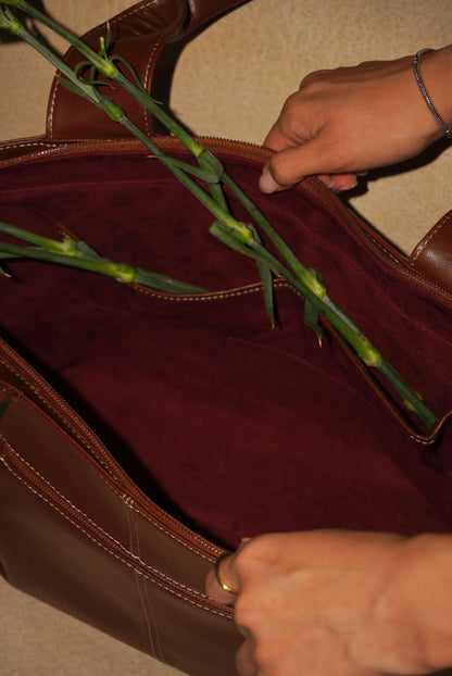 BOLSO DOÑA MERCEDES MIEL - CUERO GENUINO