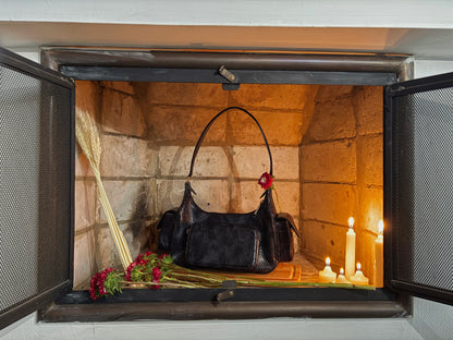 BOLSO DOÑA CARMEN NEGRO TEXTURA - CUERO GENUINO