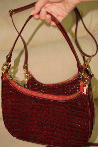 BOLSO DOÑA INÉS VINO TINTO - CUERO GENUINO