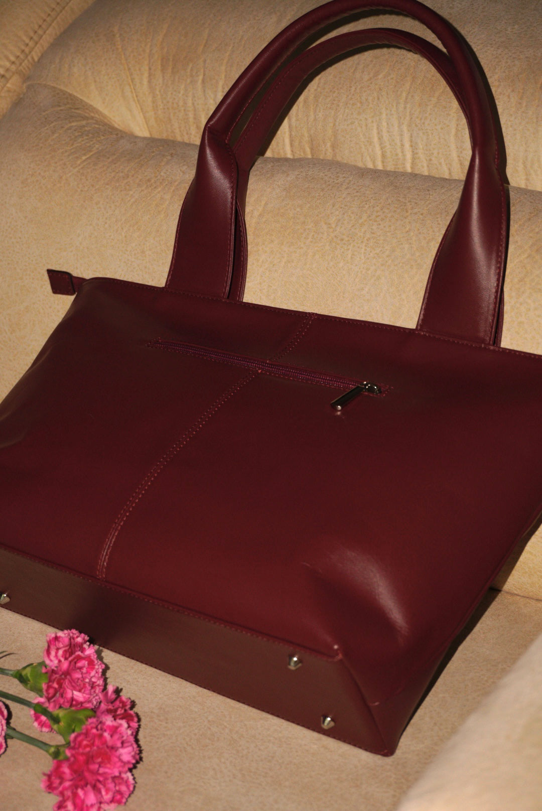 BOLSO DOÑA MERCEDES VINO TINTO - CUERO GENUINO
