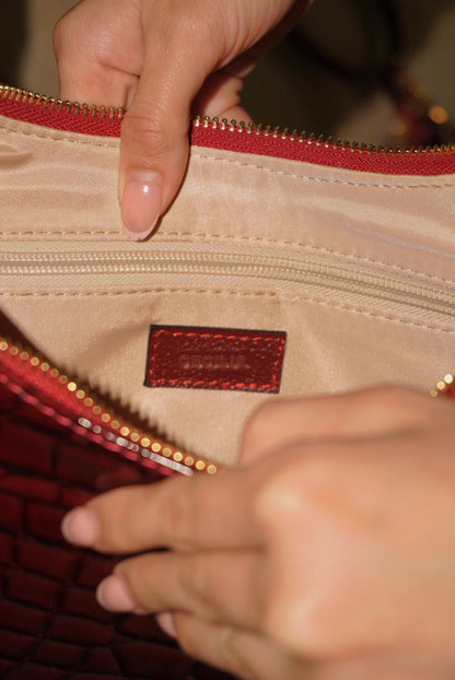 BOLSO DOÑA INÉS VINO TINTO - CUERO GENUINO