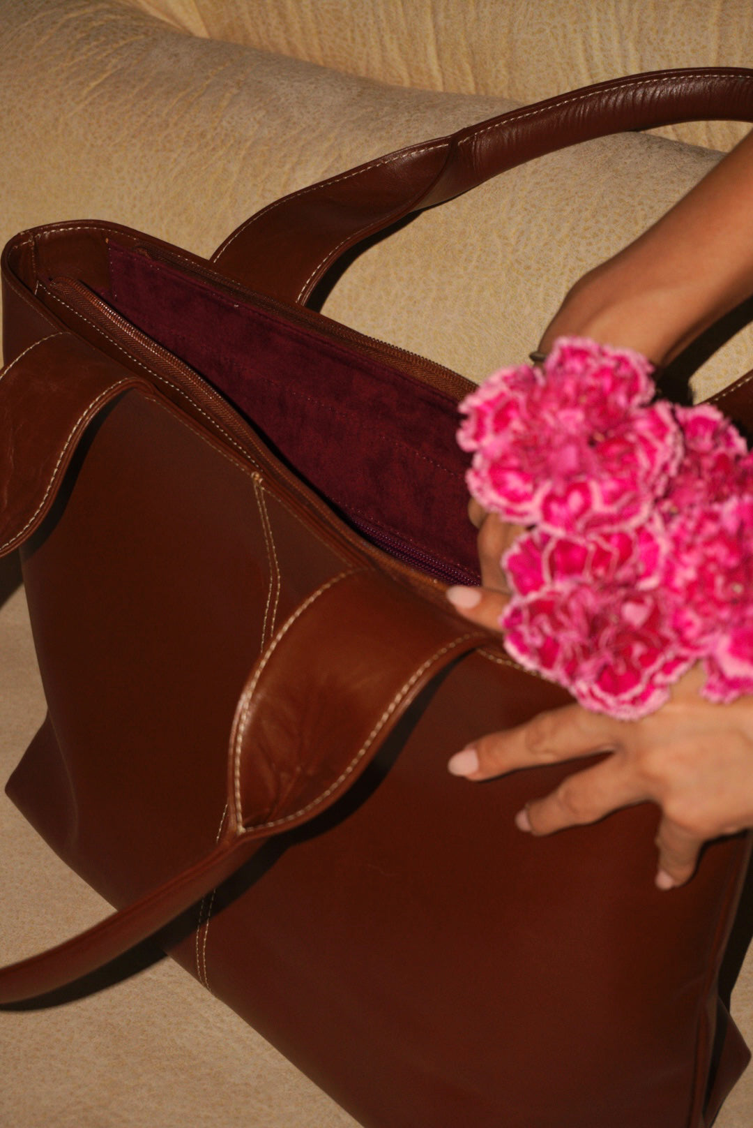 BOLSO DOÑA MERCEDES MIEL - CUERO GENUINO