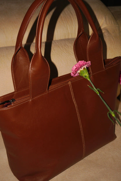 BOLSO DOÑA MERCEDES MIEL - CUERO GENUINO