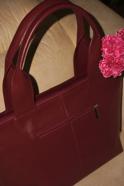 BOLSO DOÑA MERCEDES VINO TINTO - CUERO GENUINO