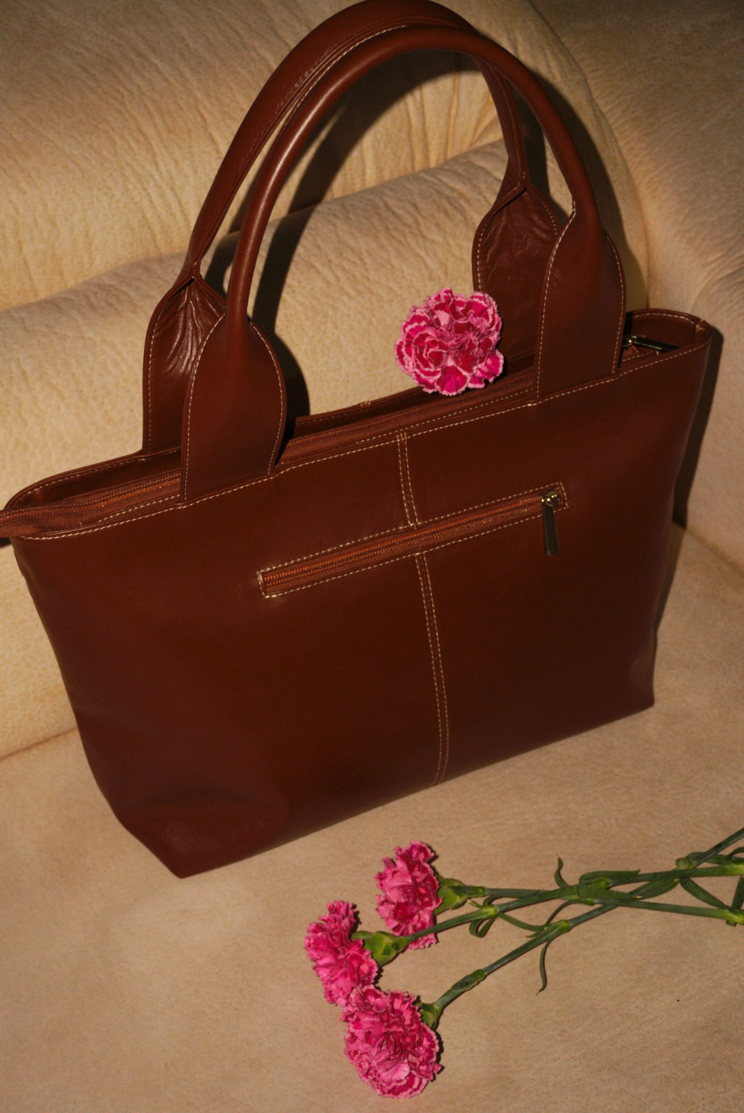 BOLSO DOÑA MERCEDES MIEL - CUERO GENUINO
