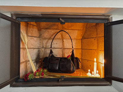 BOLSO DOÑA CARMEN NEGRO TEXTURA - CUERO GENUINO