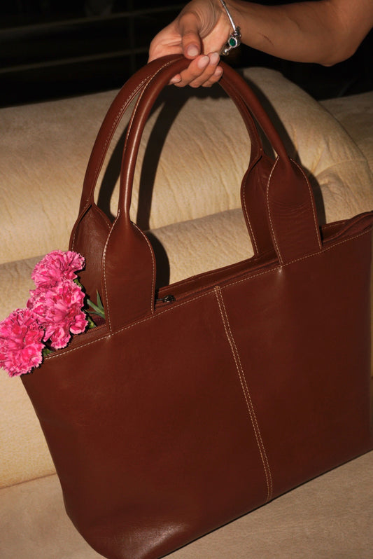 BOLSO DOÑA MERCEDES MIEL - CUERO GENUINO