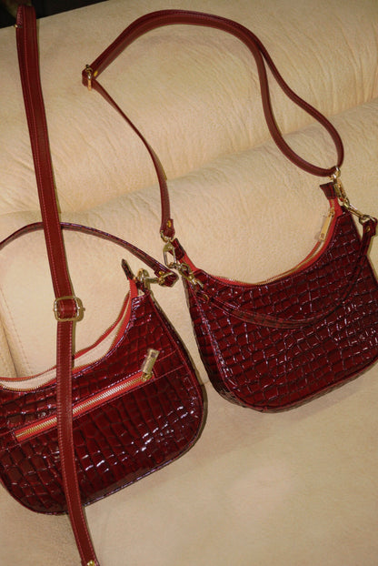 BOLSO DOÑA INÉS VINO TINTO - CUERO GENUINO