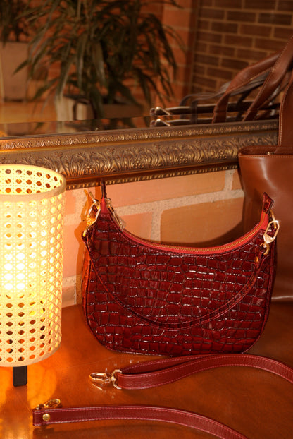 BOLSO DOÑA INÉS VINO TINTO - CUERO GENUINO