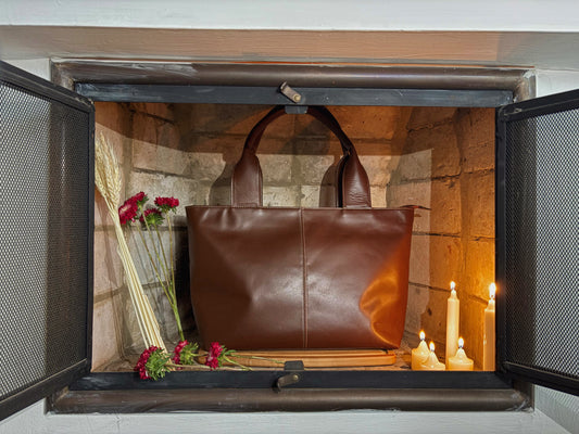 BOLSO DOÑA MERCEDES MIEL - CUERO GENUINO