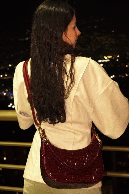 BOLSO DOÑA INÉS VINO TINTO - CUERO GENUINO