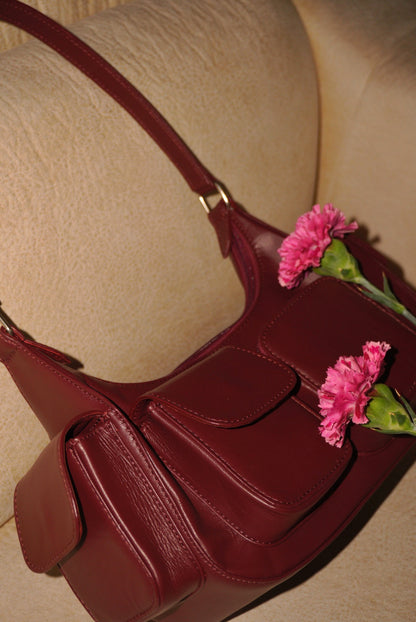 BOLSO DOÑA CARMEN VINO TINTO - CUERO GENUINO