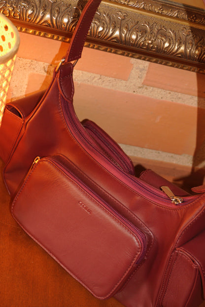 BOLSO DOÑA CARMEN VINO TINTO - CUERO GENUINO