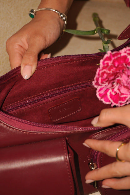 BOLSO DOÑA CARMEN VINO TINTO - CUERO GENUINO