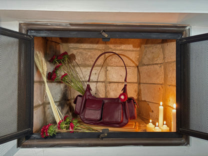 BOLSO DOÑA CARMEN VINO TINTO - CUERO GENUINO