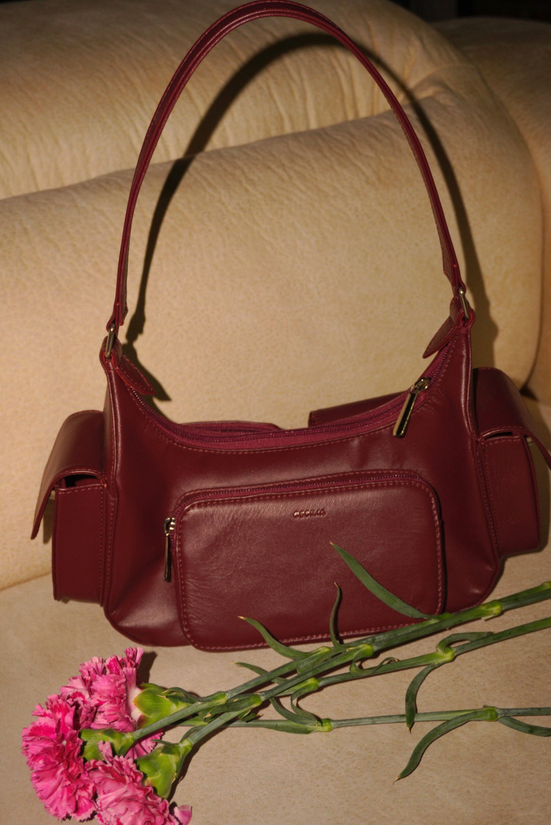 BOLSO DOÑA CARMEN VINO TINTO - CUERO GENUINO