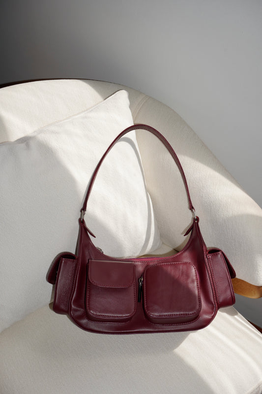 BOLSO DOÑA CARMEN VINO TINTO - CUERO GENUINO