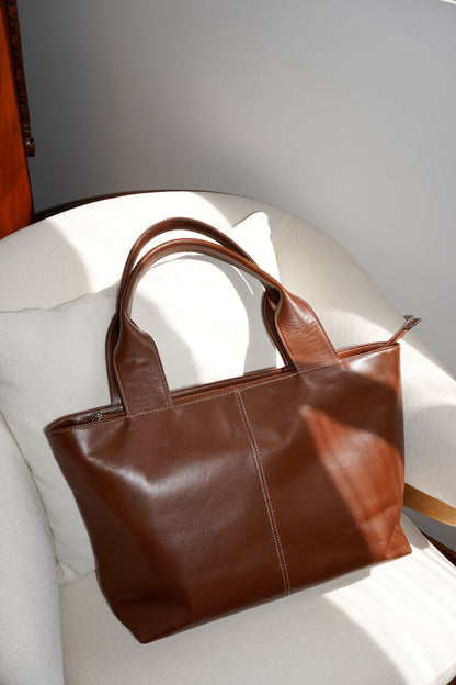 BOLSO DOÑA MERCEDES MIEL - CUERO GENUINO
