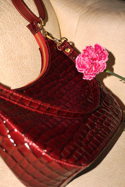 BOLSO DOÑA INÉS VINO TINTO - CUERO GENUINO
