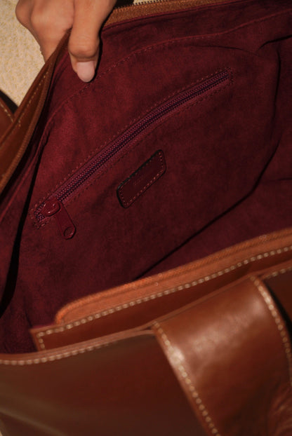 BOLSO DOÑA MERCEDES MIEL - CUERO GENUINO