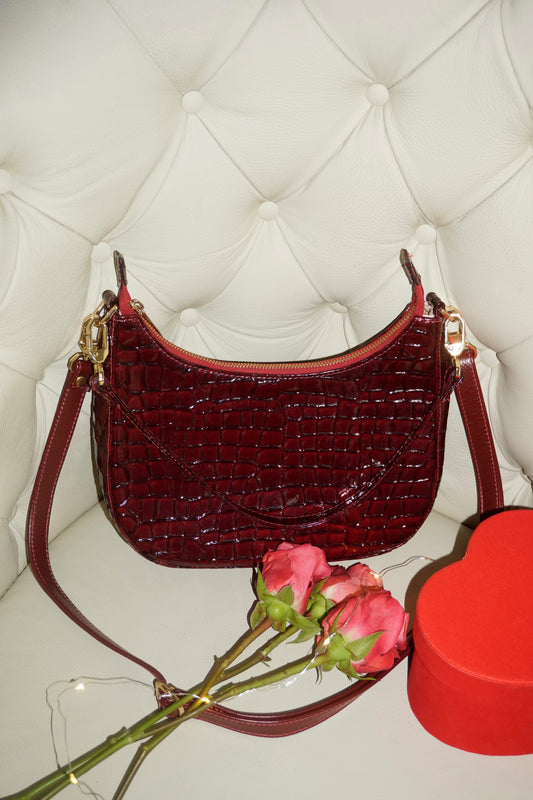 BOLSO DOÑA INÉS VINO TINTO - CUERO GENUINO