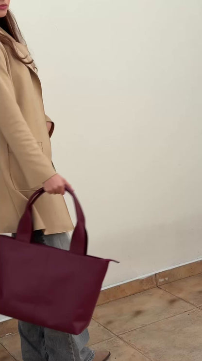 BOLSO DOÑA MERCEDES VINO TINTO - CUERO GENUINO