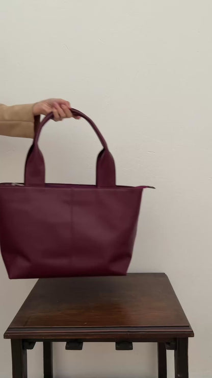 BOLSO DOÑA MERCEDES VINO TINTO - CUERO GENUINO