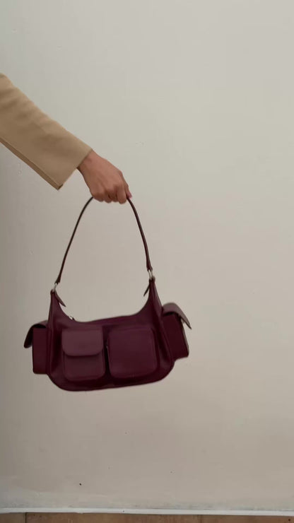 BOLSO DOÑA CARMEN VINO TINTO - CUERO GENUINO